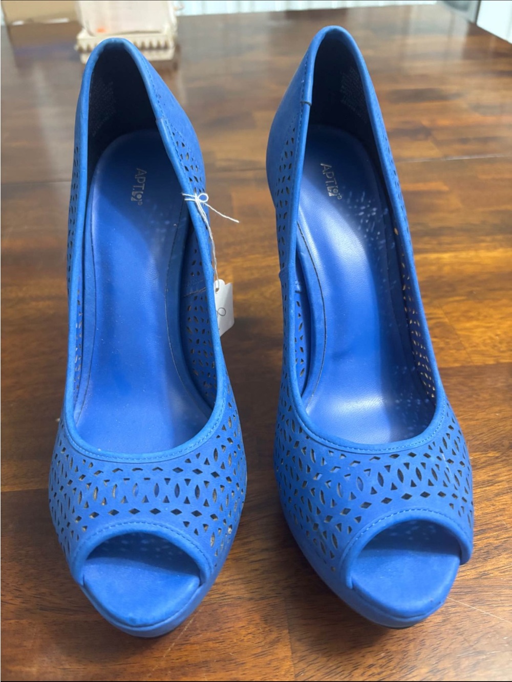 Apt. 9 Royal Blue Perforated Peep-Toe Heels